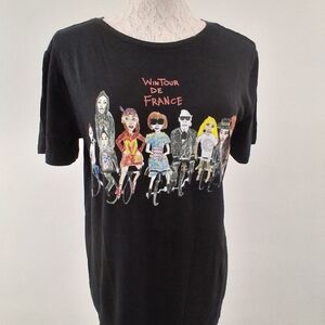 Black Graphic T-Shirt with Colorful Print